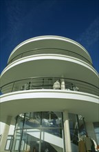 ENGLAND, East Sussex, Bexhill on Sea, De La Warr Pavilion. Exterior detail view of the staircase