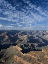 USA, Arizona, Grand Canyon, View over Mohave Point seen in late evening with clouds breaking in the