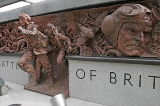 ENGLAND, London, Victoria Embankment. Battle of Britain Memorial bronze momument by Paul Day