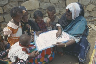SOMALIA, Baidoa, Women’s group discussing dangers of female genital mutilation.