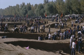 CHINA, Cultural Revolution, Commune workers reclaiming land for cultivation during the Cultural