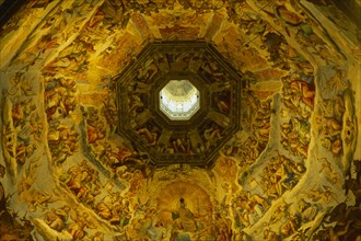 ITALY, Tuscany, Florence, Duomo interior with fresco of the Last Judgement on cupola ceiling by