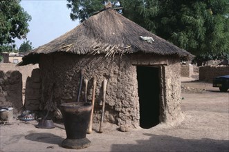 BURKINA FASO, Ouagadougou, Traditional thatched mud hut.