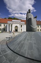 LITHUANIA, Vilnius, Statue in front of the entrance to the National Museum of Lithuania.