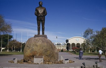 BOTSWANA, Garborone, Statue of Seretse Khama the first President of Botswana with the National