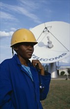 BOTSWANA, People, Work, Portrait of station supervisor of telecommunications company standing in