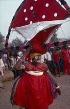 SIERRA LEONE, People, Soko, Dancer at Soko secret society initiation.