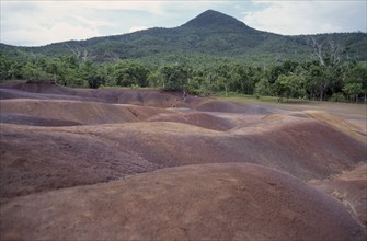 MAURITIUS, Chamarel Coloured Earths, Coloured earth layers created by volcanic rock cooling at