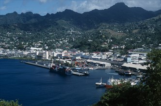 WEST INDIES, St Vincent, Kingstown, View over town and harbour.