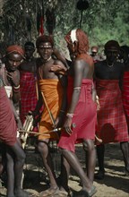 KENYA, Eastern Rift Valley, South Horr, Samburu warriors.