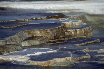 USA, Wyoming, Yellowstone National Park. Limestone terraces at Mammoth Hot Springs.