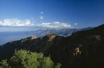 FRANCE, Corsica, "The Calanches in the city of Piana catch the first morning light, with the