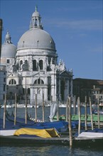 ITALY, Venice, Grand Canal. Church of Santa Maria Della Salute seen from across water and empty