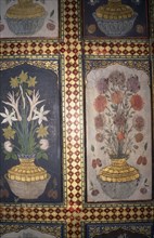 TURKEY, Istanbul, Topkapi Palace.  Detail of painted wall panels in the dining room of Ahmet III.