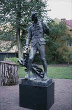 SWEDEN, Uppsala, Statue of Carl Von Linne in the Linnaeus Garden
