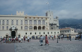 MONACO, Monte Carlo, The Royal Palace exterior with visitors in grounds.