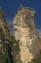 AUSTRALIA, New South Wales, Blue Mountains, "Detail of one of The Three Sisters rock formation,