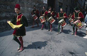 ITALY, Tuscany, Siena, The Contrada Parade at the Palio.