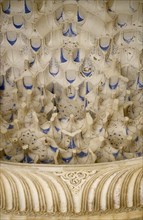 SPAIN, Andalucia, Granada, The Alhambra.  Detail of intricate stonework in the Ambassador’s Room.