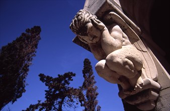 CROATIA, Dalmatia, Brac, "Supetar Petrinovic mausoleum/sculpted angel. Toma Rosandic, contemporary