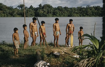 COLOMBIA, Choco Region, Noanama Tribe, "Male members of a family from Saija, another Noanama