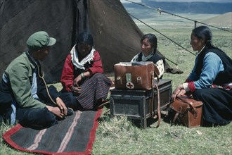 TIBET, Medical, Travelling doctor visiting nomadic herders in the Tibetan Highlands.