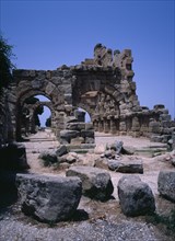 ITALY, Sicily, Messina, "Part of Tyndaris, Greek - Roman ruins. Ginnasio or Basilica"