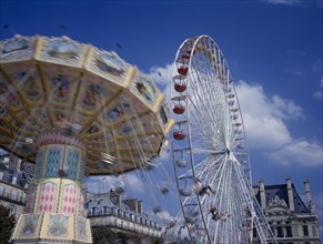FRANCE, Ile de France, Paris, Les Tuilleries. Carousel ride in Funfair