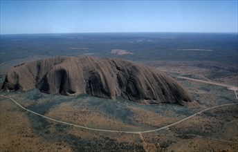 AUSTRALIA, Northern Territory, Uluru, Elevated view over Ayers Rock