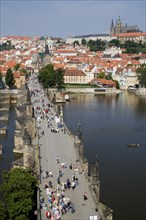 CZECH REPUBLIC, Bohemia, Prague, The Charles Bridge across the Vltava River leading to the Little