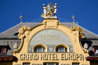 CZECH REPUBLIC, Bohemia, Prague, The 1906 Art Nouveau Hotel Europa in Wenceslas Square in the New
