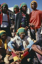 ZIMBABWE, Harare, Zimbabwean rastafarians in town on a Saturday.