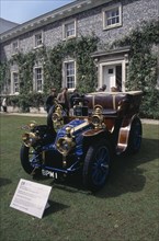 ENGLAND, West Sussex, Goodwood, Festival of Speed. Style et Luxe display  with French car on