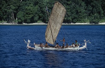 PACIFIC ISLANDS, Melanesia, Papua New Guinea, Marshall Bennett Islands.Gawa Island. Local outrigger