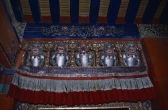 TIBET, Lahasa, The Potala Palace. Chief residence of the Dalai Lama. Detail of interior decoration