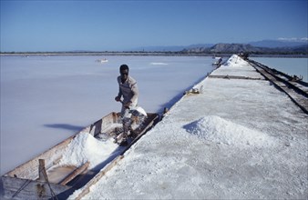 DOMINICAN REPUBLIC, Las Salinas, Man working at salt mines