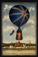 FRANCE, Normandy, Balleroy, "Musee des Ballons in the Chateau de Balleroy. Illustration depicting