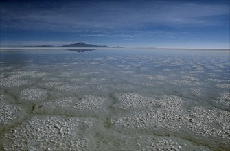 BOLIVIA, Altiplano, Salar de Uyuni, Salt plains in year of heavy rain.