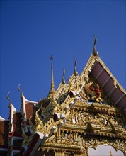 THAILAND, Bangkok, "Detail of the highly decorated,  golden roof of the Royal Palace."