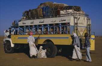 SUDAN, North, Nubian Desert, Local bus service.