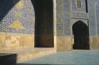 IRAN, Esfahan, Masjed e Emam Shah Mosque inner courtyard