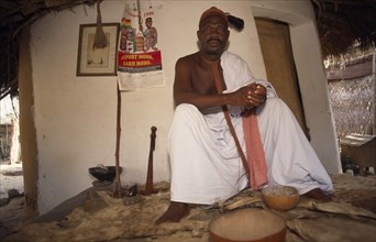 GHANA, Volta Region, Fetish priest and ‘owner’ of trakosi slave girls given to village priests as a