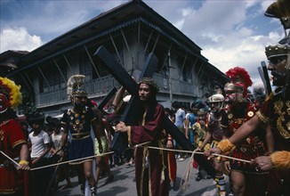 PHILIPPINES, Marinduque, Boac, Moriones Festival passion play re-enactment of the story of the