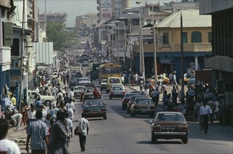 GHANA, Accra, Busy street scene in the city centre.