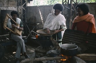 ERITREA, People, Men and women working in Blacksmiths forge