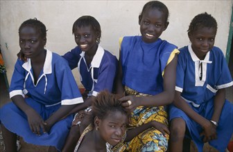 GAMBIA, People, Girls, Group of teenage girls wearing school uniforms