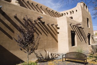 USA, New Mexico, Santa Fe, The Museum of Fine Arts built in 1917 and designed in the Pueblo Revival