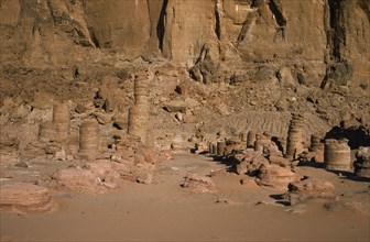 SUDAN, North, Napata, Ruins of Temple of Mut at foot of Gebel Barkal built by the Pharoah Taharqa