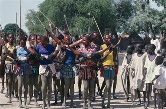 SUDAN, Tribal People, Dinka cattle festival celebrating the return of the herds to the Toich or