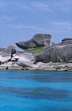 THAILAND, Koh Similan  , Donald Duck Bay, A rock which resembles the cartoon character perches next